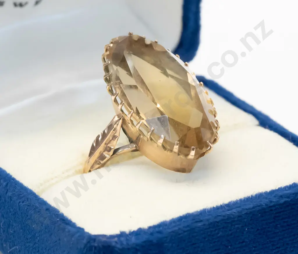 marquise pale smokey quartz ring set in multi claw gallery no stamp 8.00 grams Image 1++
