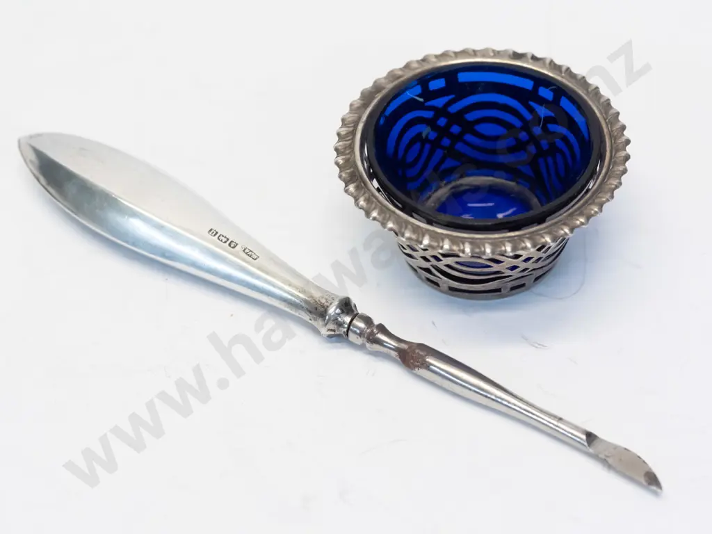 sterling EHM nail pic & silver EHM salt dish Image 1++