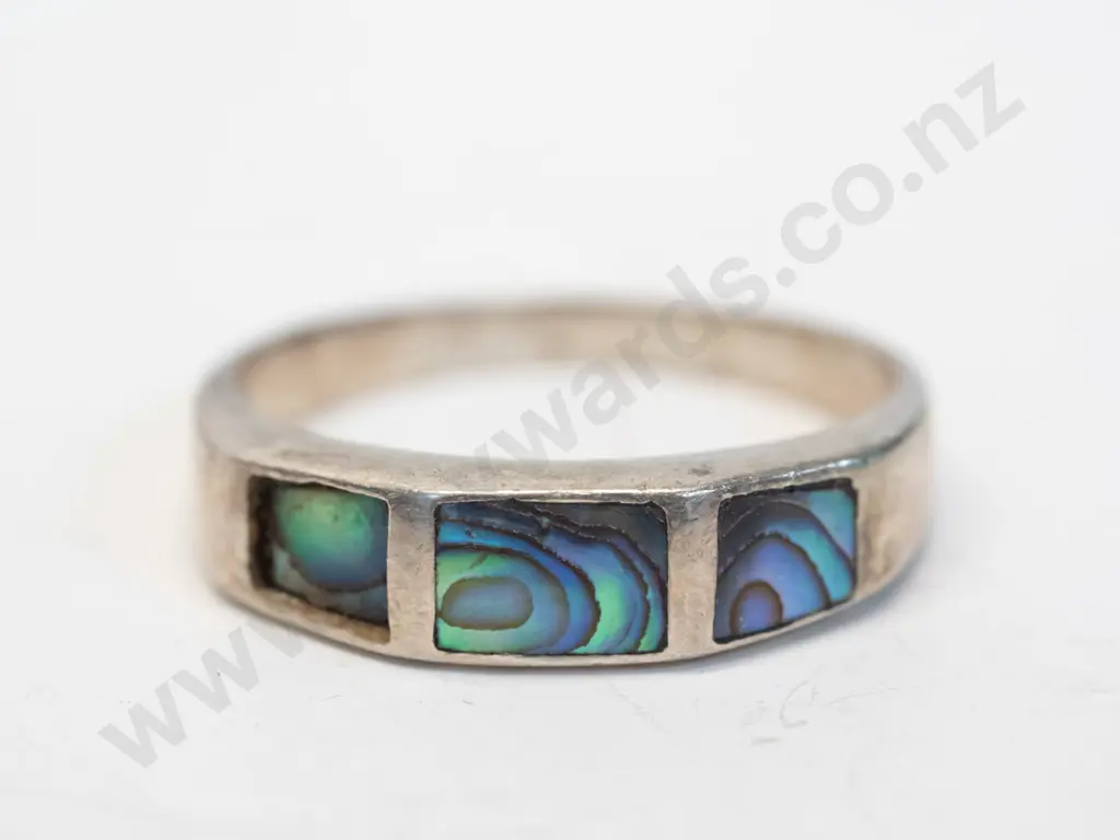 silver paua shell ring stamped 925 Image 1++