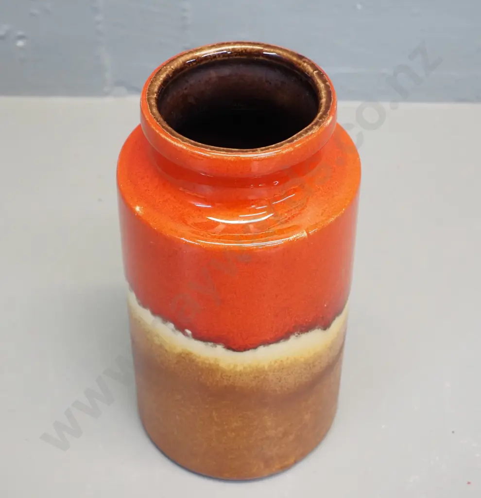 German Pottery orange and brown trickle glaze vase, marked 203-18. H190 D-100 Image 1++