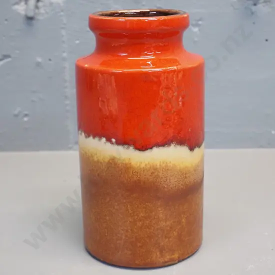 German Pottery orange and brown trickle glaze vase, marked 203-18. H190 D-100