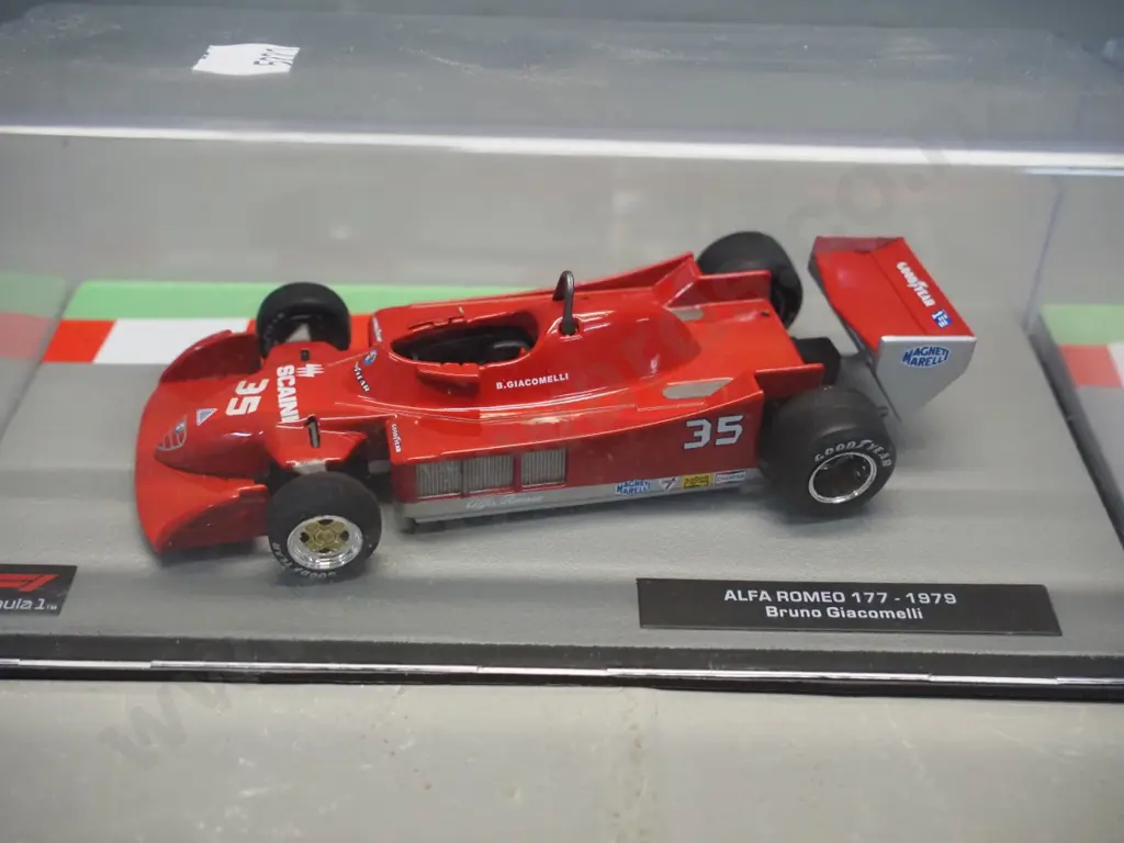 3 die-cast 1:43 scale Formula 1 racing cars - 1979 Bruno Giacomelli, 1981 and 1983 Nelson Piquet Image 1++