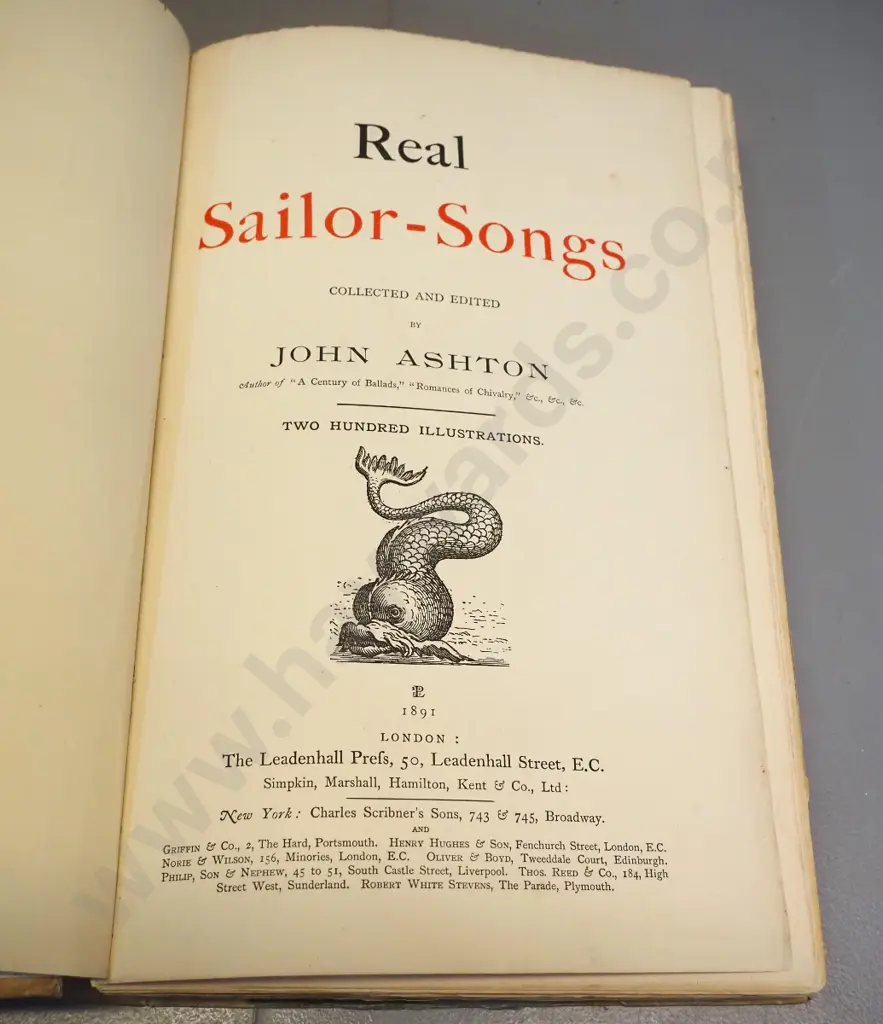 book - Real Sailor's Songs, collected and edited John Ashton, published 1891 - some foxing and wear Image 1++