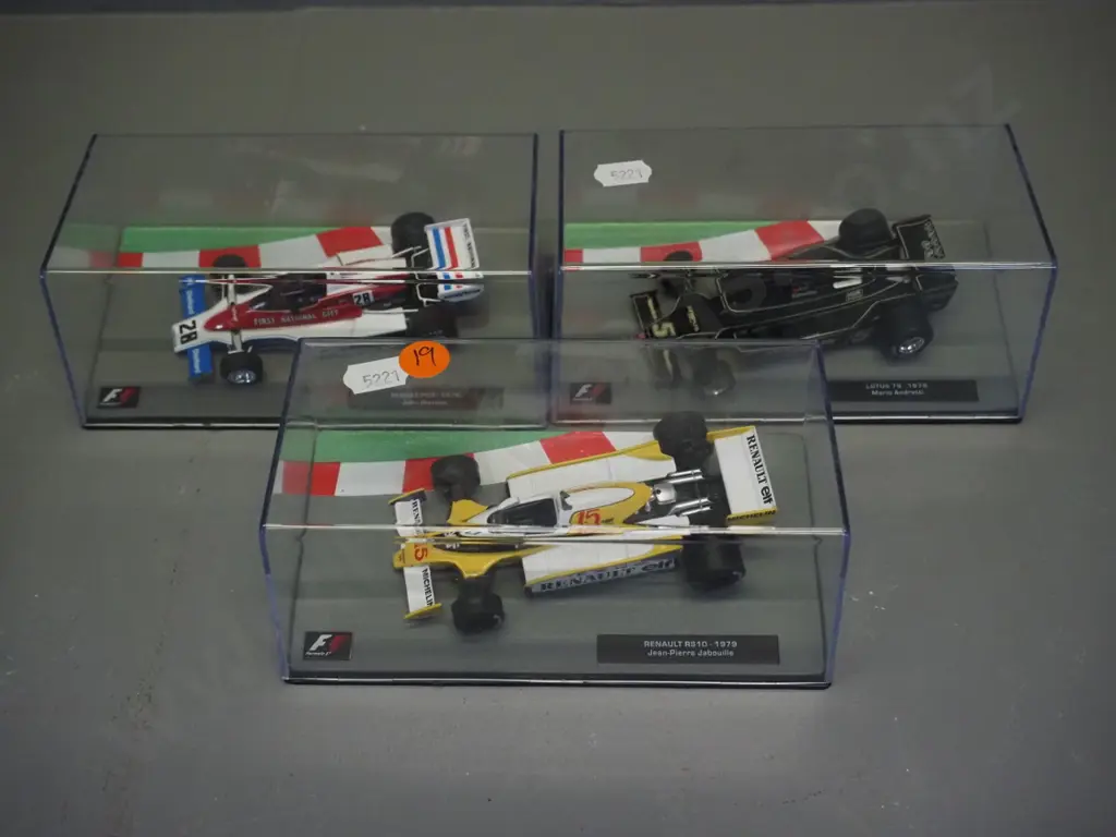 3 die-cast 1:43 scale Formula 1 racing cars - 1976 John Watson, 1978 Jean-Pierre Jabouille, 1978 Mario Andretti Image 1++