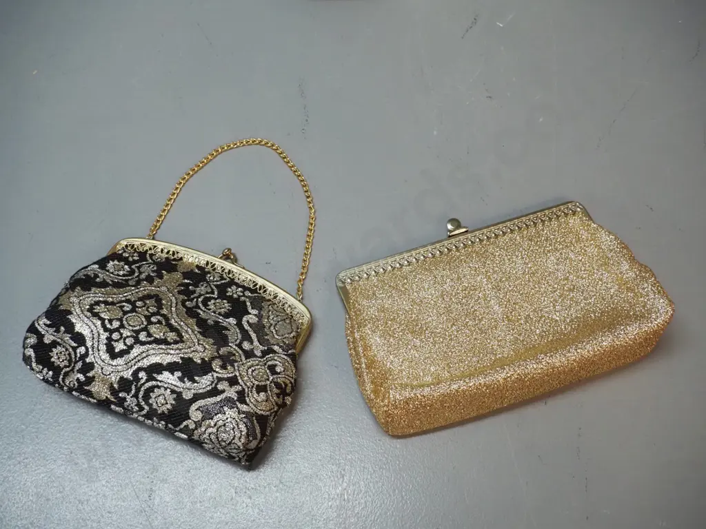 2 retro evening purses - lurex gold on black and one gold H-130 W-220 Image 1++