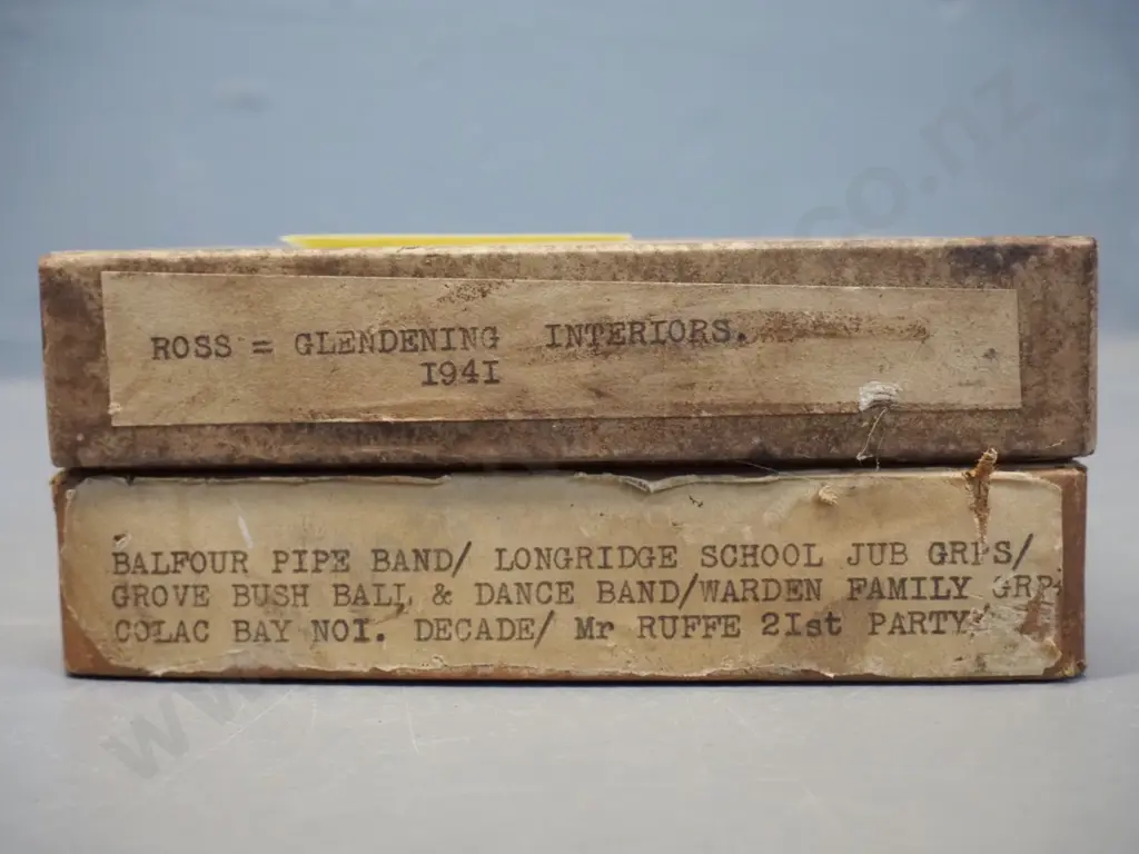 2 boxes glass plate negatives attrib EA Phillips: pipe bands, group portraits, arctic expedition copy photos, one box is Image 1++