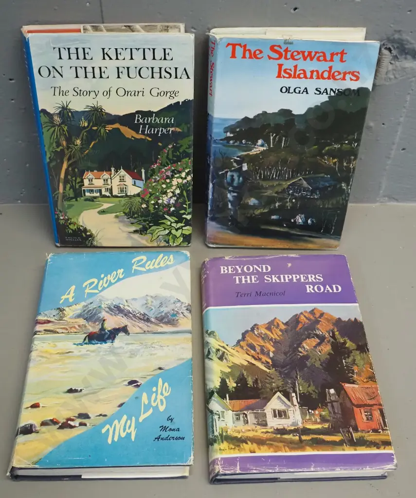 4 New Zealand books - local histories by Mona Anderson, Terry MacNichol, Barbara Harper, etc. Image 1++