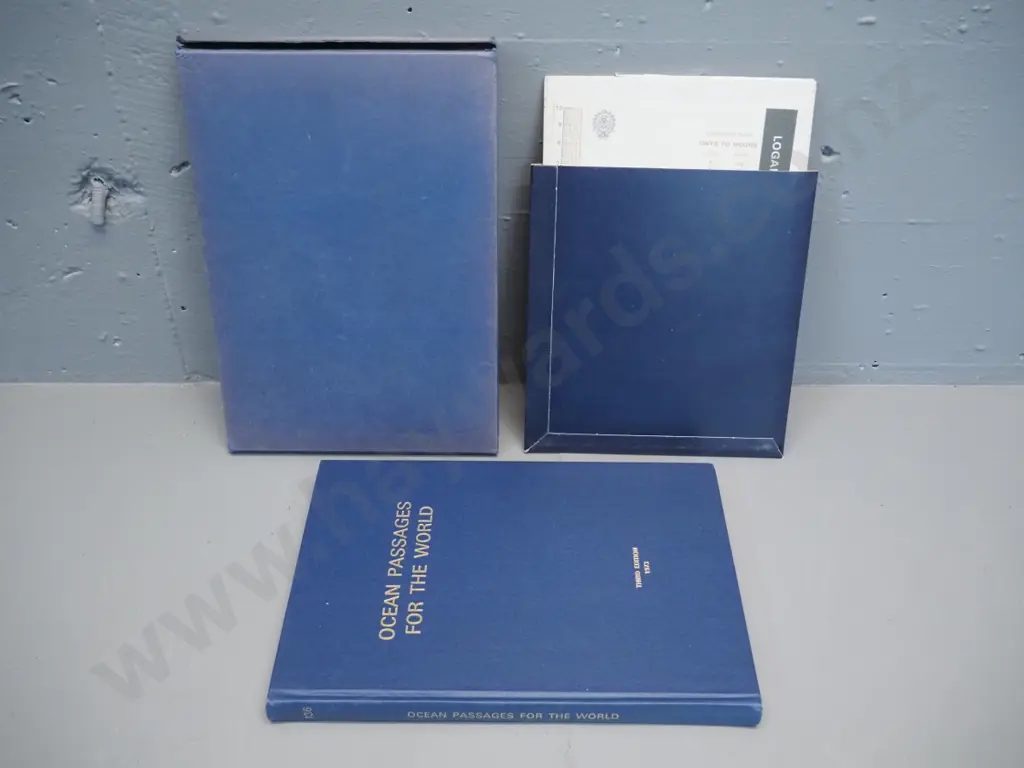 book - Ocean Passages for the World - slip-cased with maps and charts etc. - Pub. 1973, slip-case coming apart, faded Image 1++