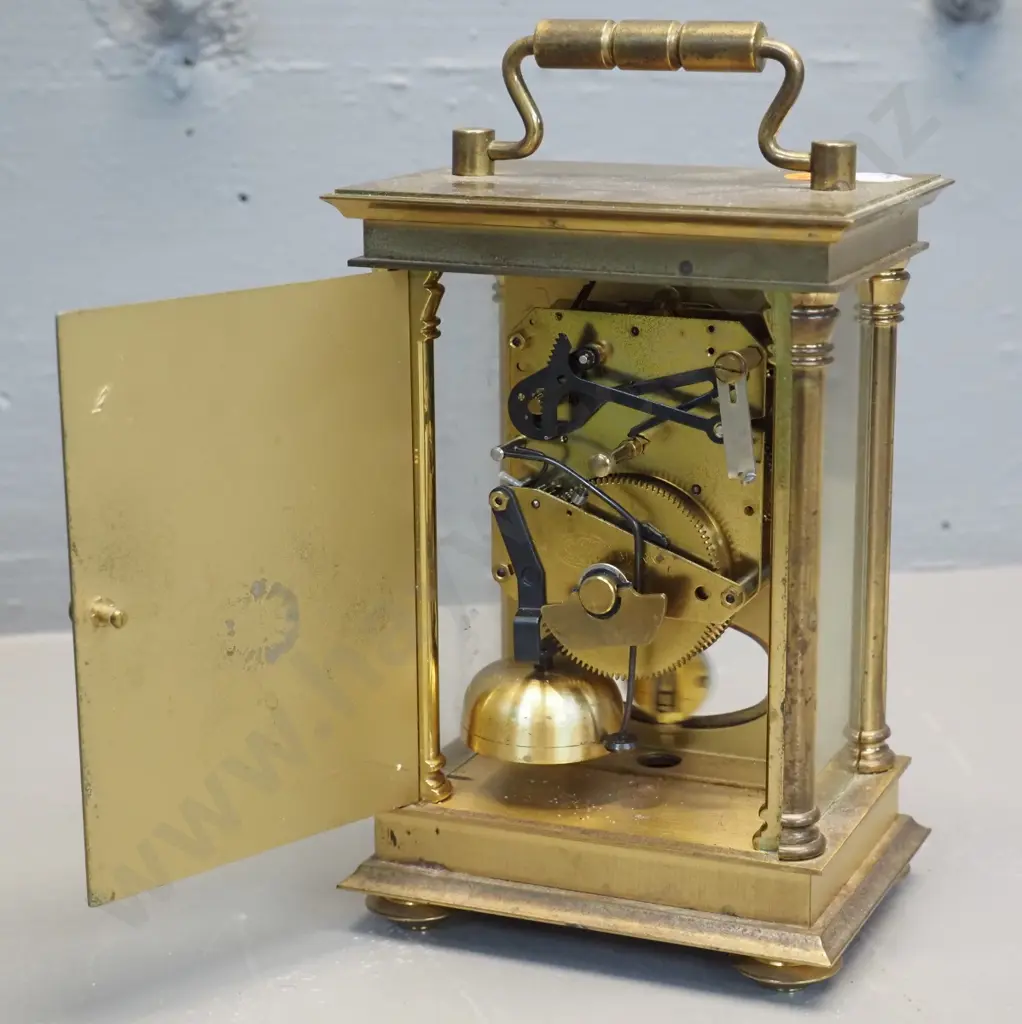 Schmid 8 Day chiming carriage style mantel clock - working H200 W110 D80 Image 1++