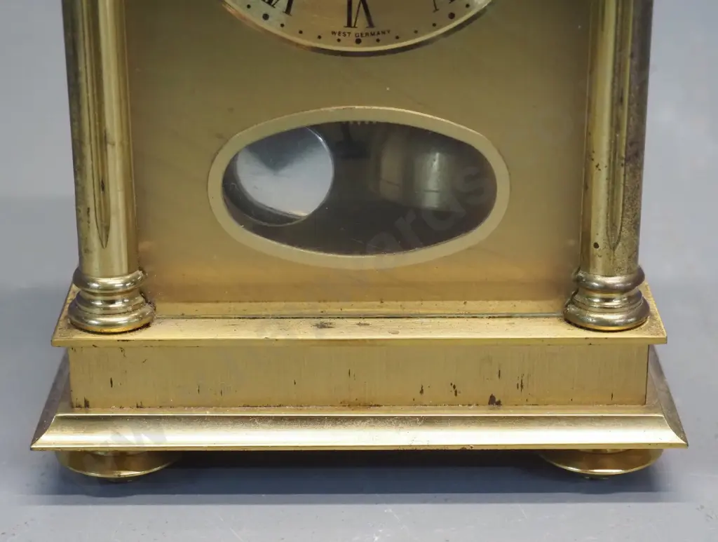 Schmid 8 Day chiming carriage style mantel clock - working H200 W110 D80 Image 1++