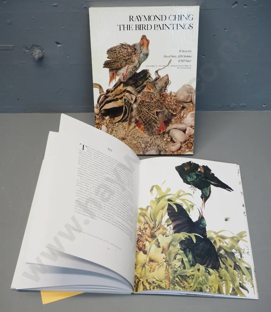 slip cased soft-cover book: Raymond Ching - The Bird Paintings - 1985 reprint Image 1++