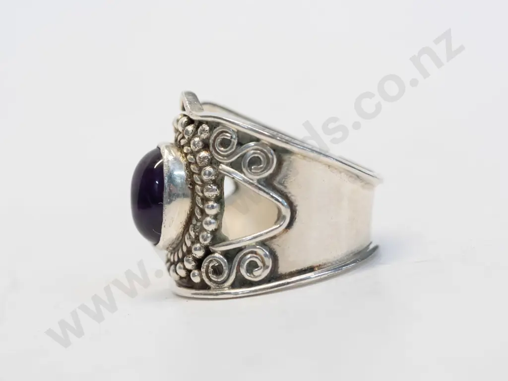 silver amethyst ring no mark Image 1++