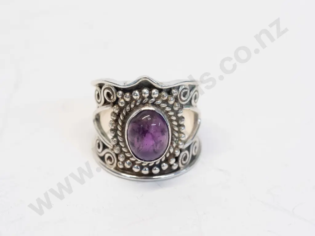 silver amethyst ring no mark Image 1++