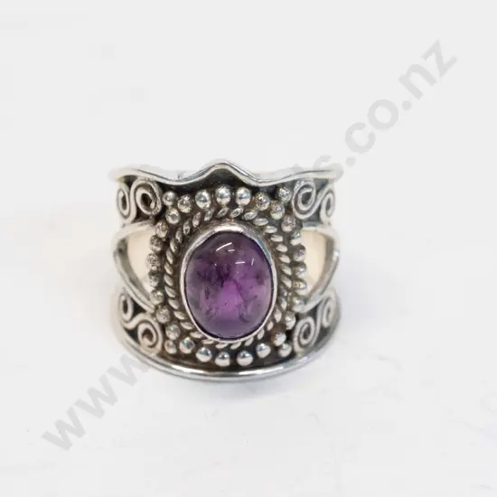 silver amethyst ring no mark