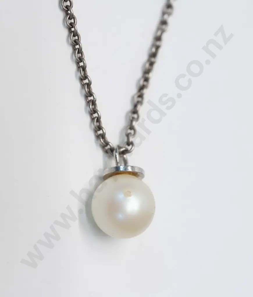 pearl necklace chain stamped sterling Germany Image 1++