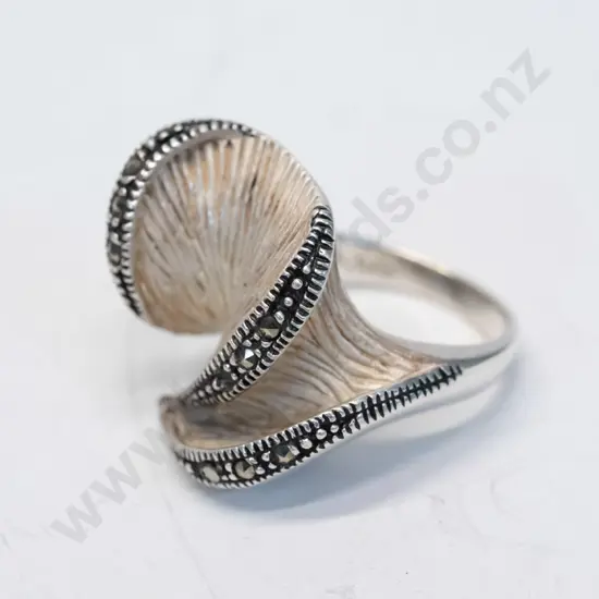 silver marcsite ring stamped 925