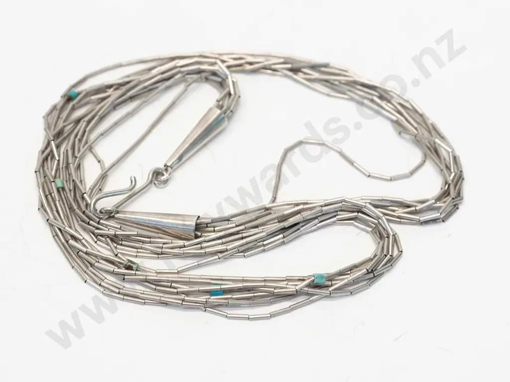 8 strand silver necklace stamped sterling Image 1++