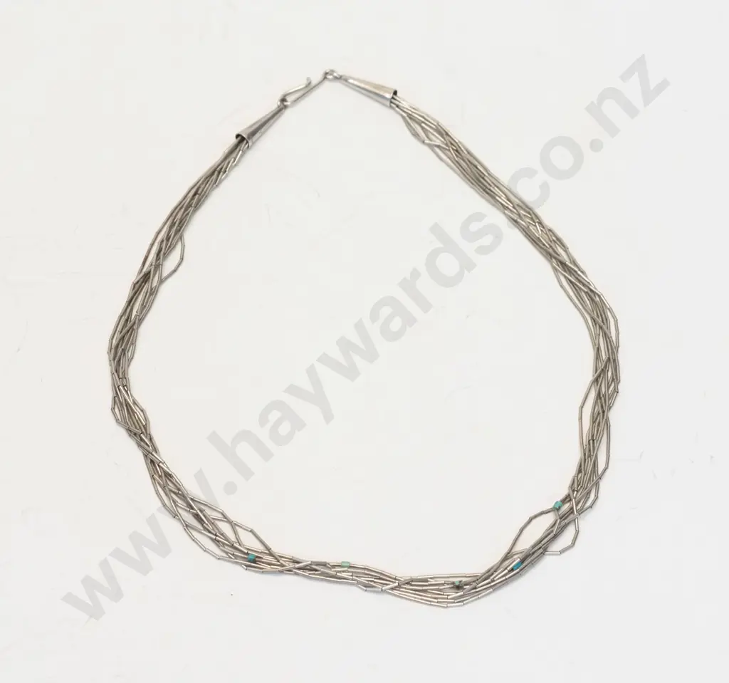 8 strand silver necklace stamped sterling Image 1++
