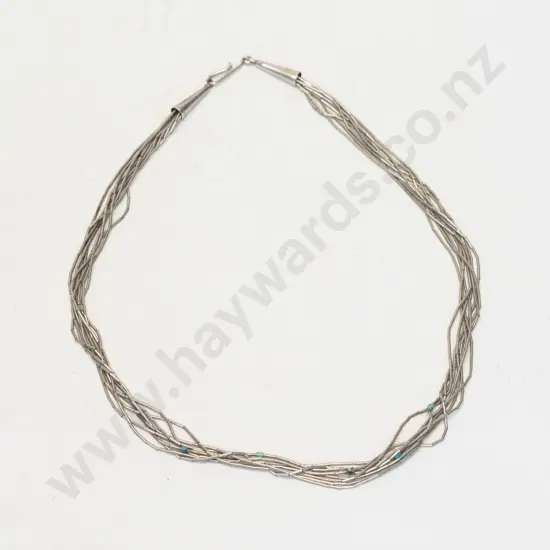 8 strand silver necklace stamped sterling