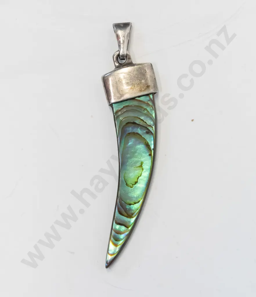 silver paua shell pendant stamped stgsil no chain Image 1++