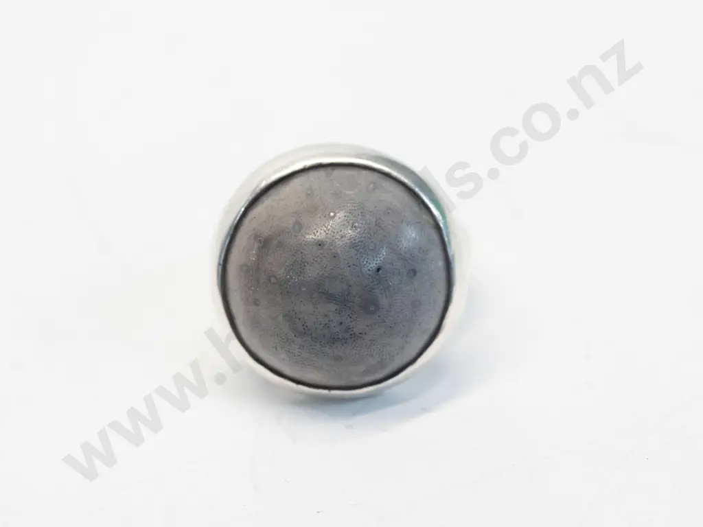 silver ring with opaque stone stamped stg Image 1++