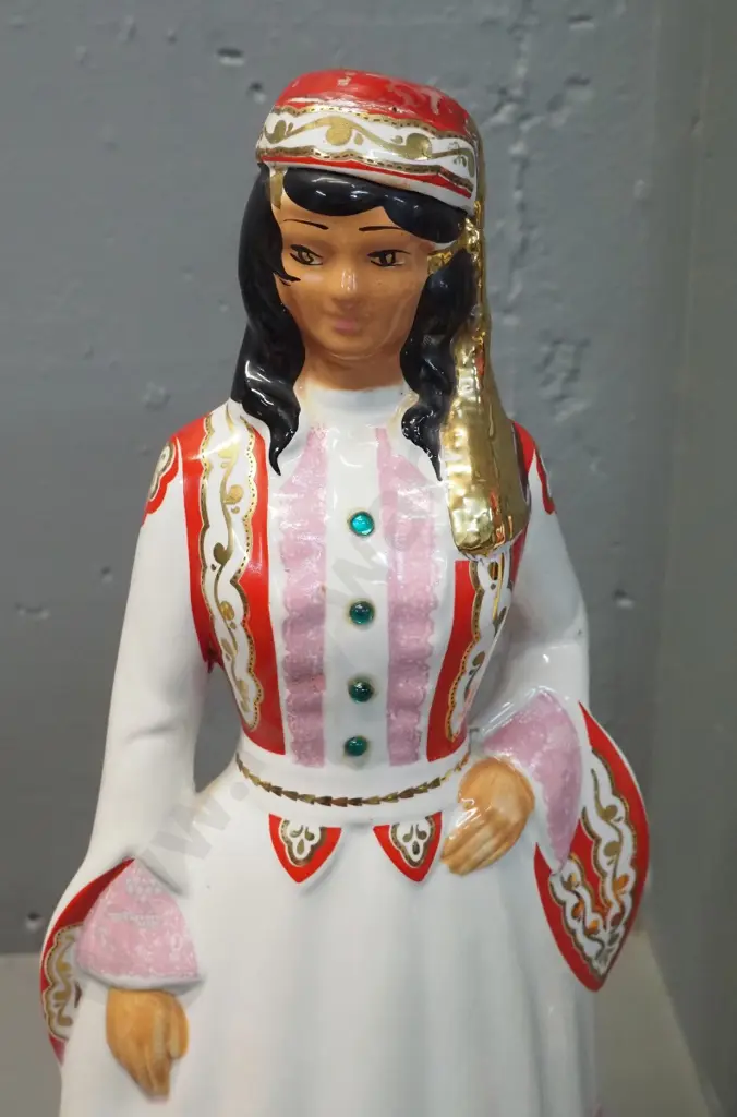 pair of Italian ceramic figural decanters - Metaxa / Ouzo female H470 and male has repair to neck Image 1++