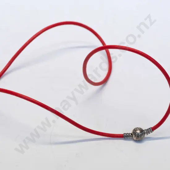 red leather pendant with Pandora clasp