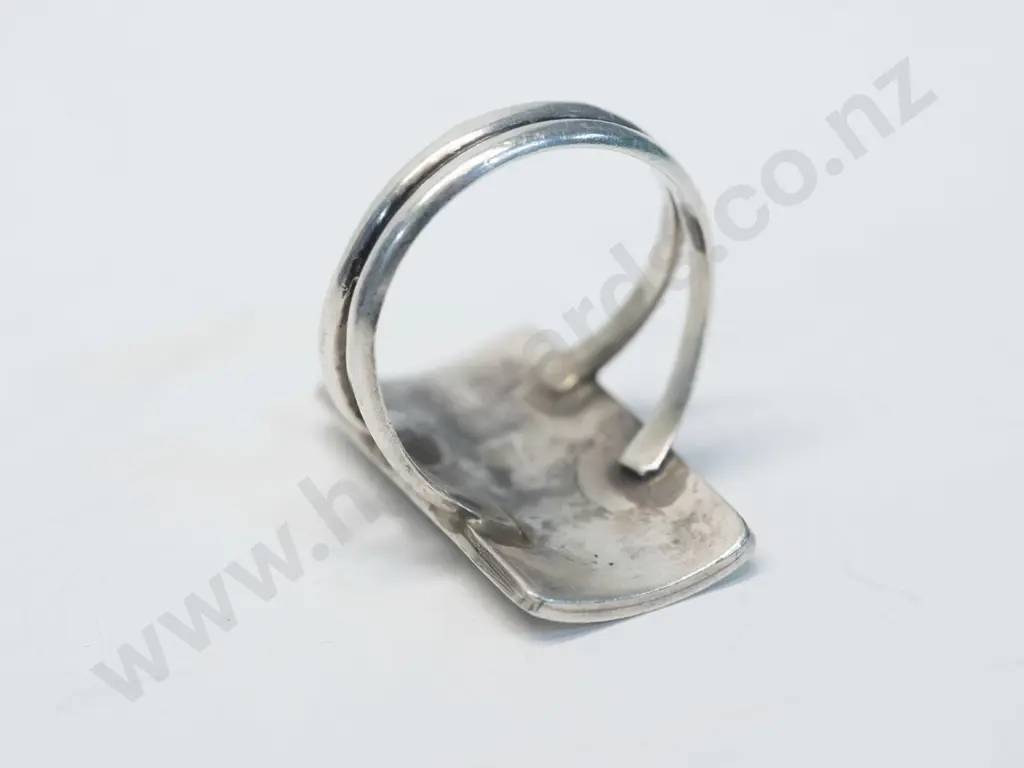 silver ring with girl scene stamped sterling Image 1++