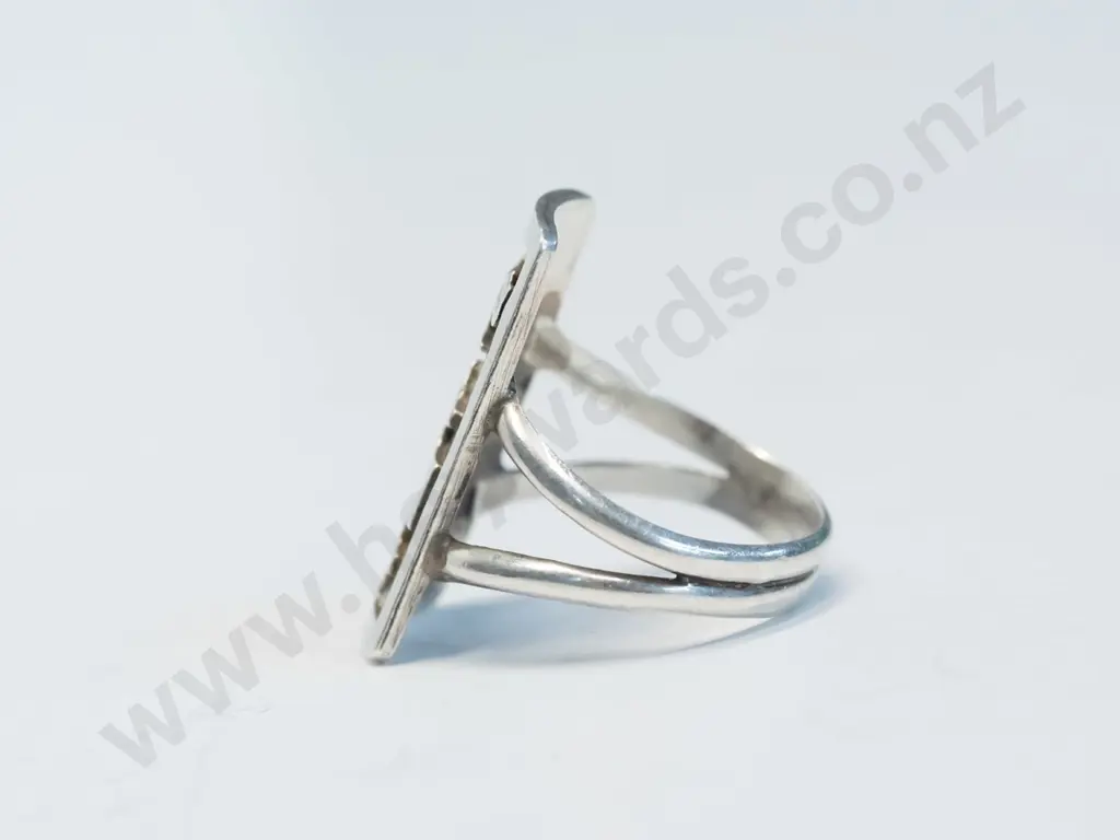 silver ring with girl scene stamped sterling Image 1++