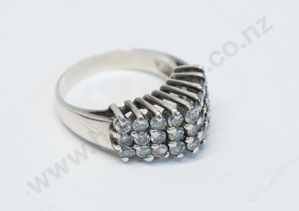 silver cz dress ring stamped 925 Image 1++