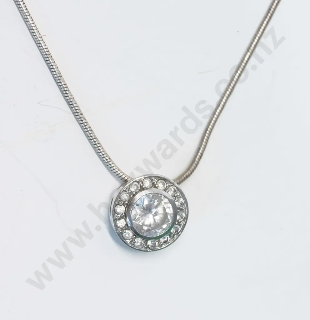 silver cz necklace stamped Image 1++