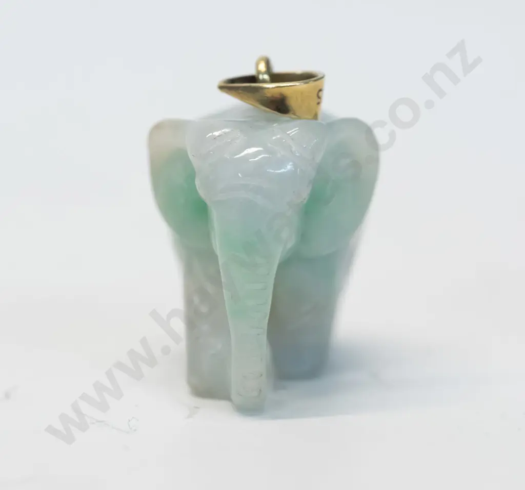 jade elephant loop stamped 585 no chain Image 1++