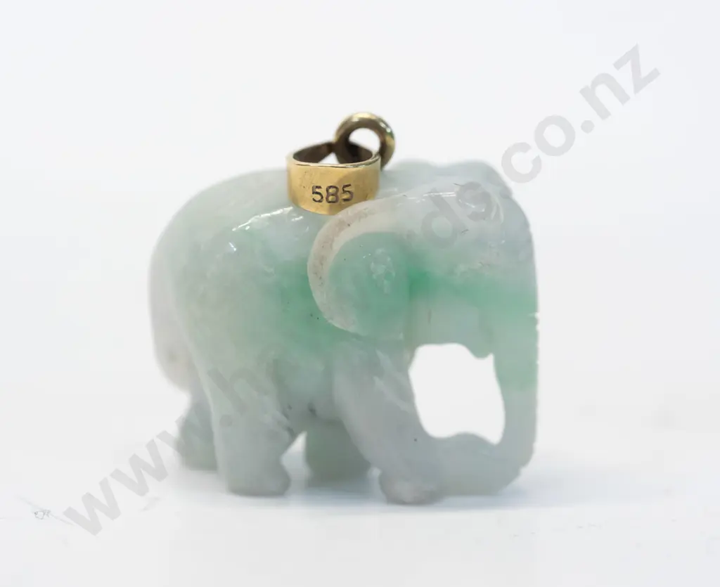 jade elephant loop stamped 585 no chain Image 1++