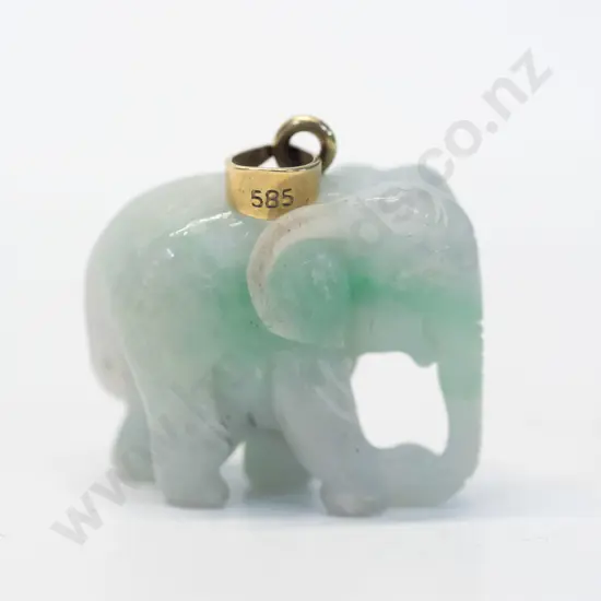 jade elephant loop stamped 585 no chain