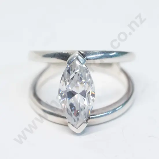 silver cz  dress ring stamped 925