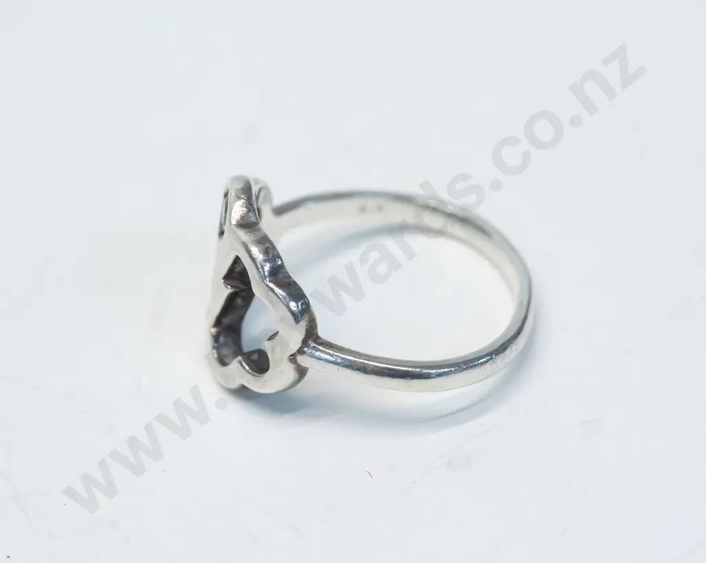 silver ring with light blue stone stamped 925 Image 1++