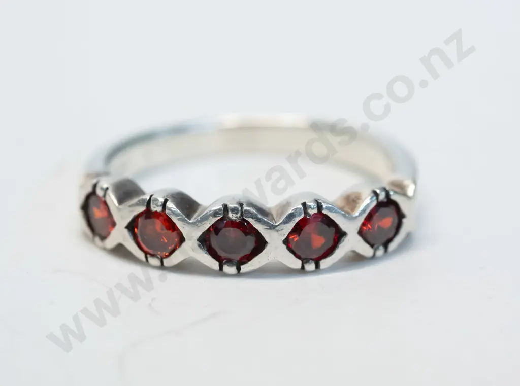 silver garnet ring stamped silver Image 1++