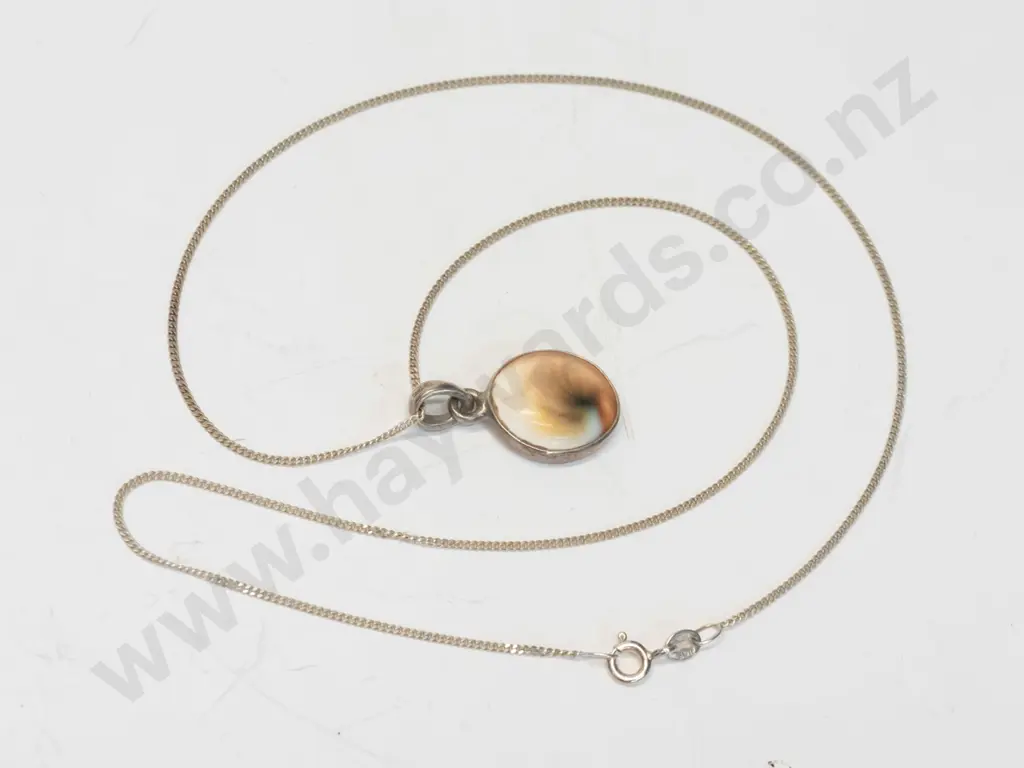 silver & white stone necklace stamped 925 Image 1++