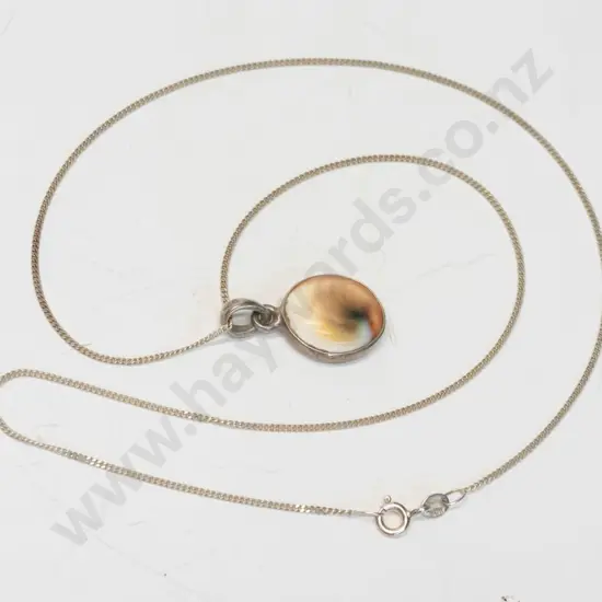 silver & white stone necklace stamped 925