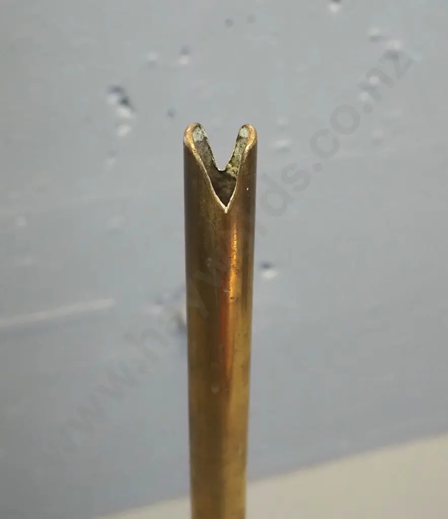 vintage copper and brass long-stemmed funnel - has had repair, slight dents L-520 D-150 at rim Image 1++