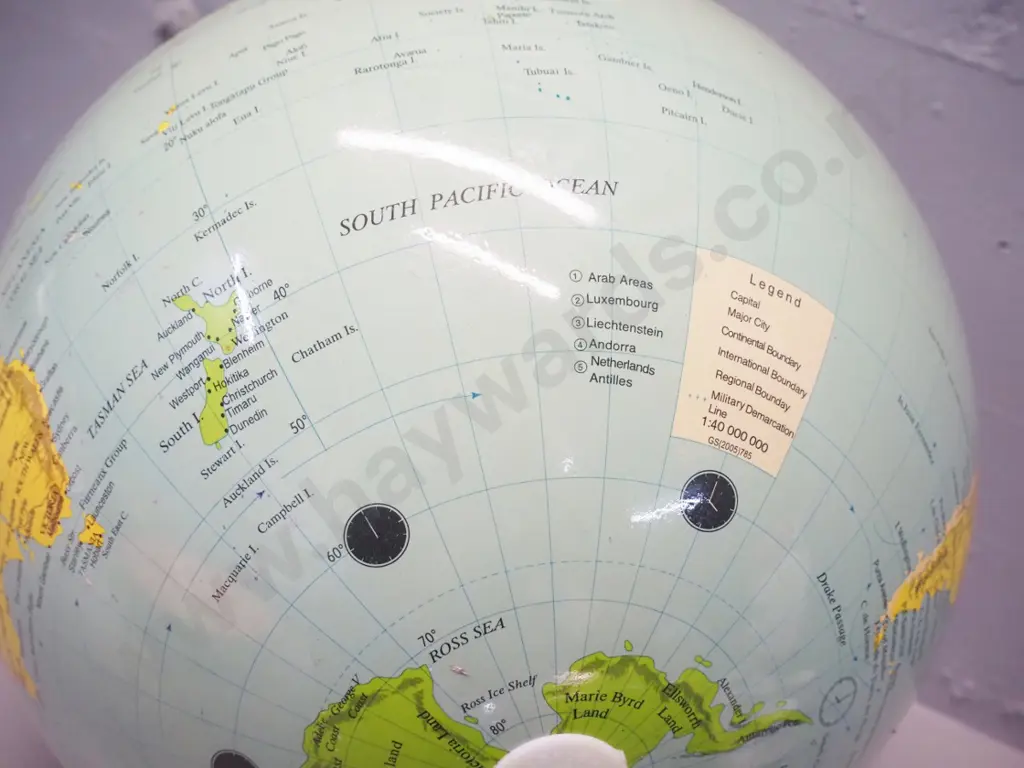 plastic world globe on chromed metal base - no manufacturer's details H-440 D-320 Image 1++