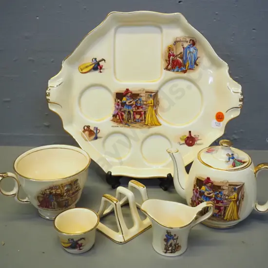 Royal Winton 5-piece breakfast set on tray