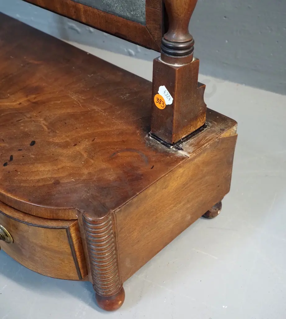 vintage 3-drawer cheval dressing table mirror in restorer's condition - desilvering, missing veneer, centre drawer stuck Image 1++
