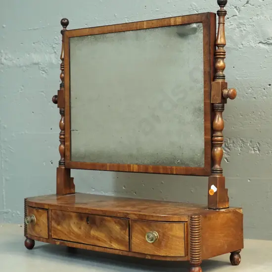 vintage 3-drawer cheval dressing table mirror in restorer's condition - desilvering, missing veneer, centre drawer stuck