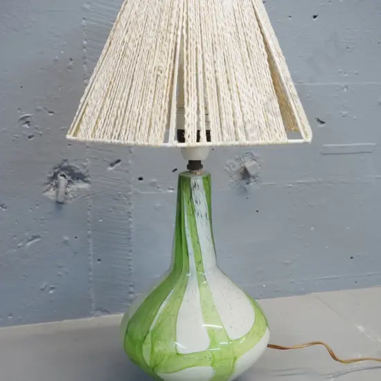 retro art glass table lamp with wire frame string shade H450 W-250
