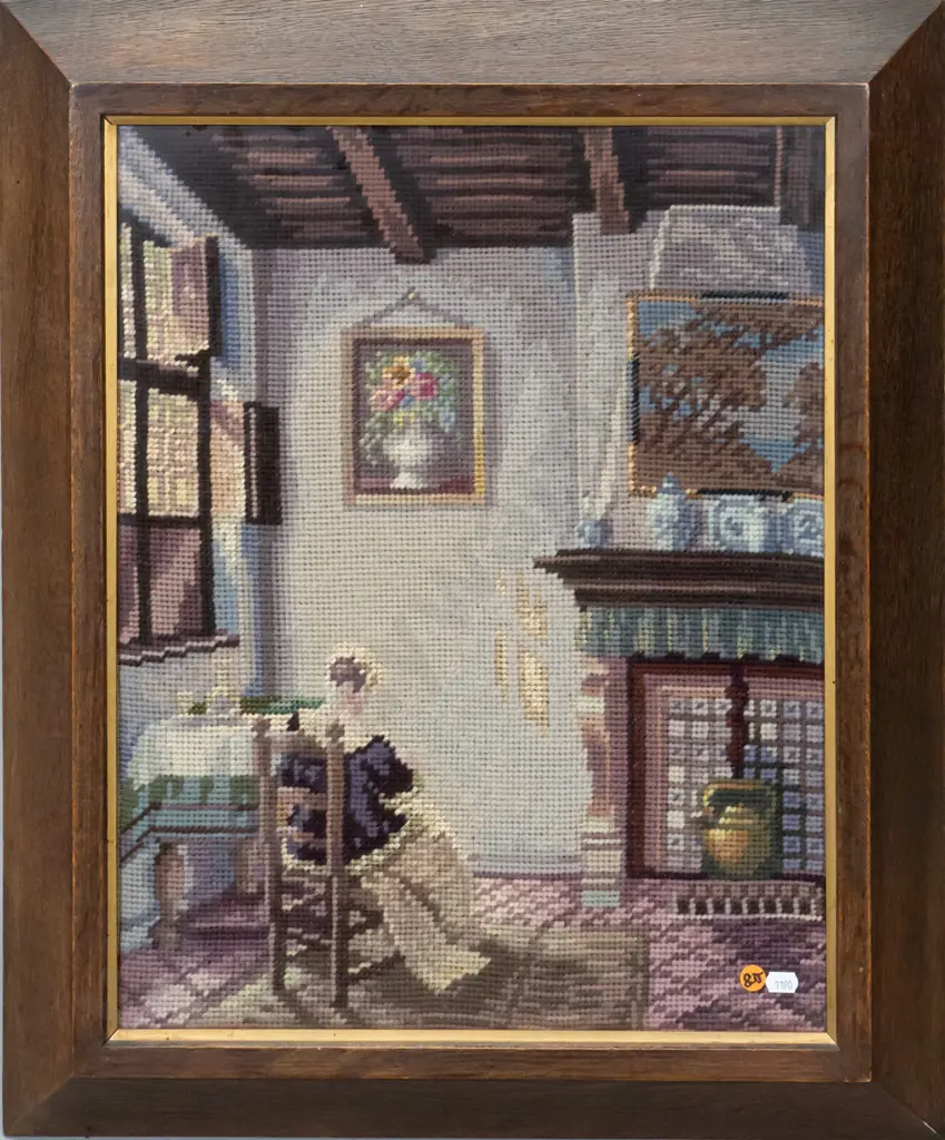 framed vintage needlework 1934 H-490 W-380 Image 1++