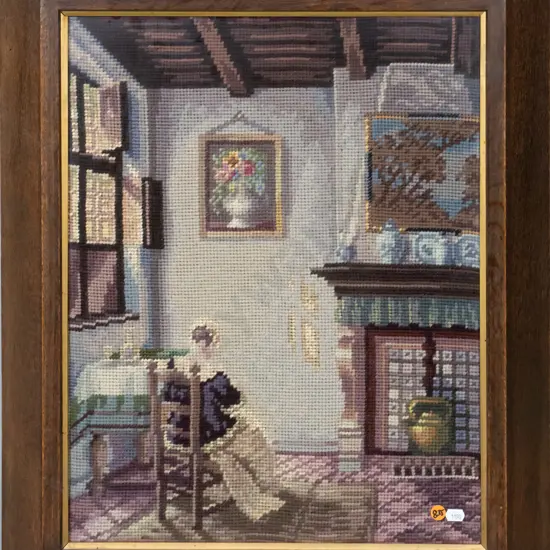 framed vintage needlework 1934 H-490 W-380