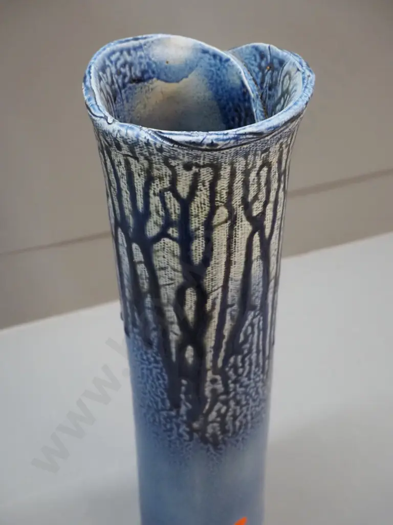 Danny Moorwood studio pottery textured drip glaze tall vase H-430 D-110 Image 1++