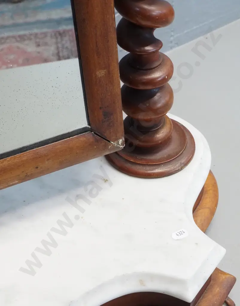 vintage cheval dressing table mirror with marble top, Jacobean twist columns - locks need attention, tilts forward, has Image 1++
