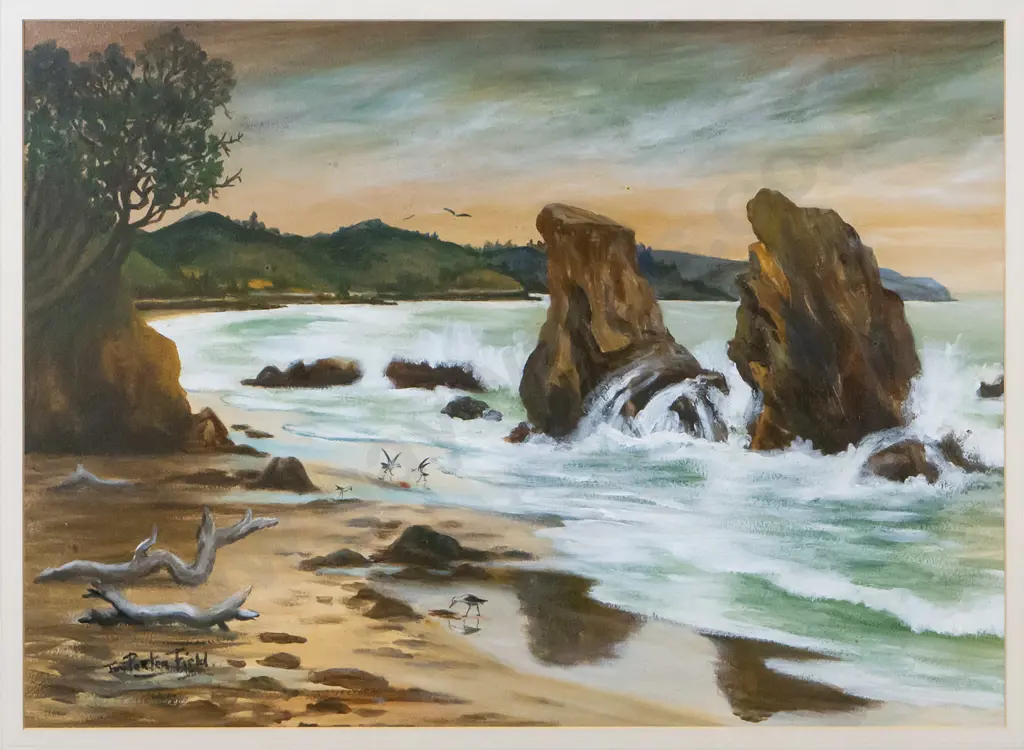 Joy Porterfield - framed acrylic - coastal scene H-430 W-590 Image 1++